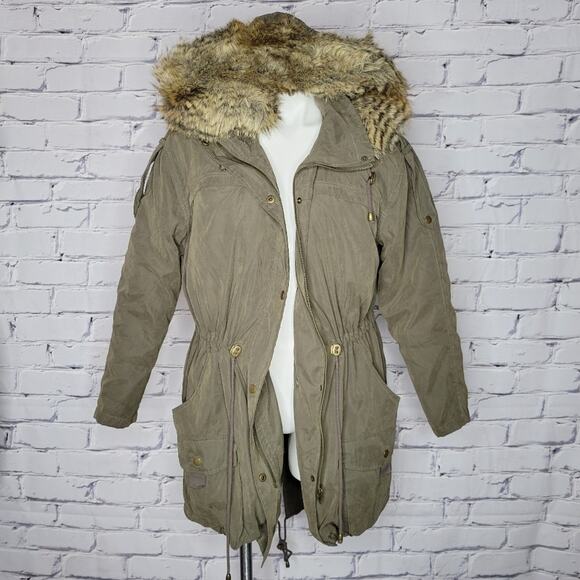 Miss Selfridge LUXE Parka with Faux Fur Hood Trim, size 2 - Picture 1 of 9